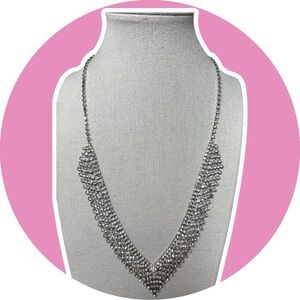 Charming Charlie Exquisite Silver Rhinestone Necklace
